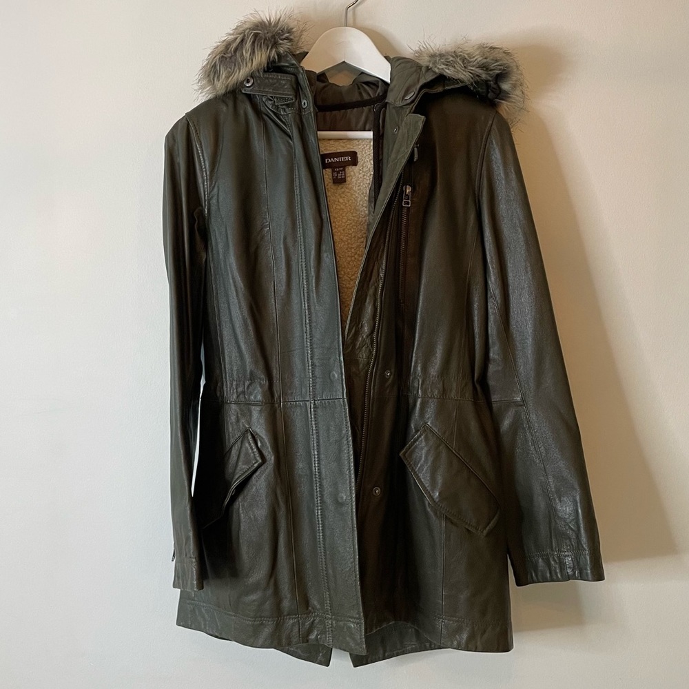 DANIER | Green Leather Winter Coat